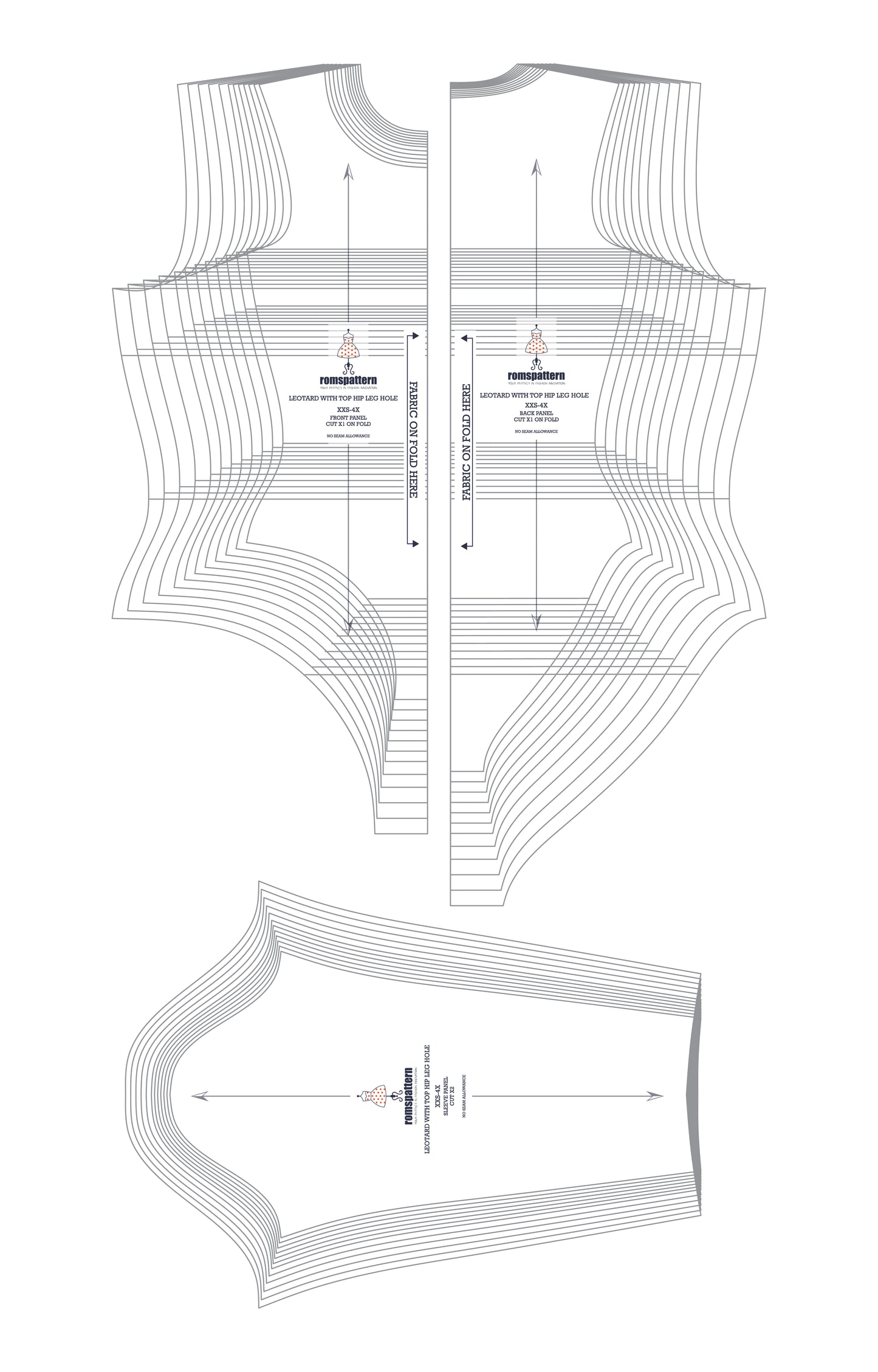 Leotard with Top Hip Leg Hole Block