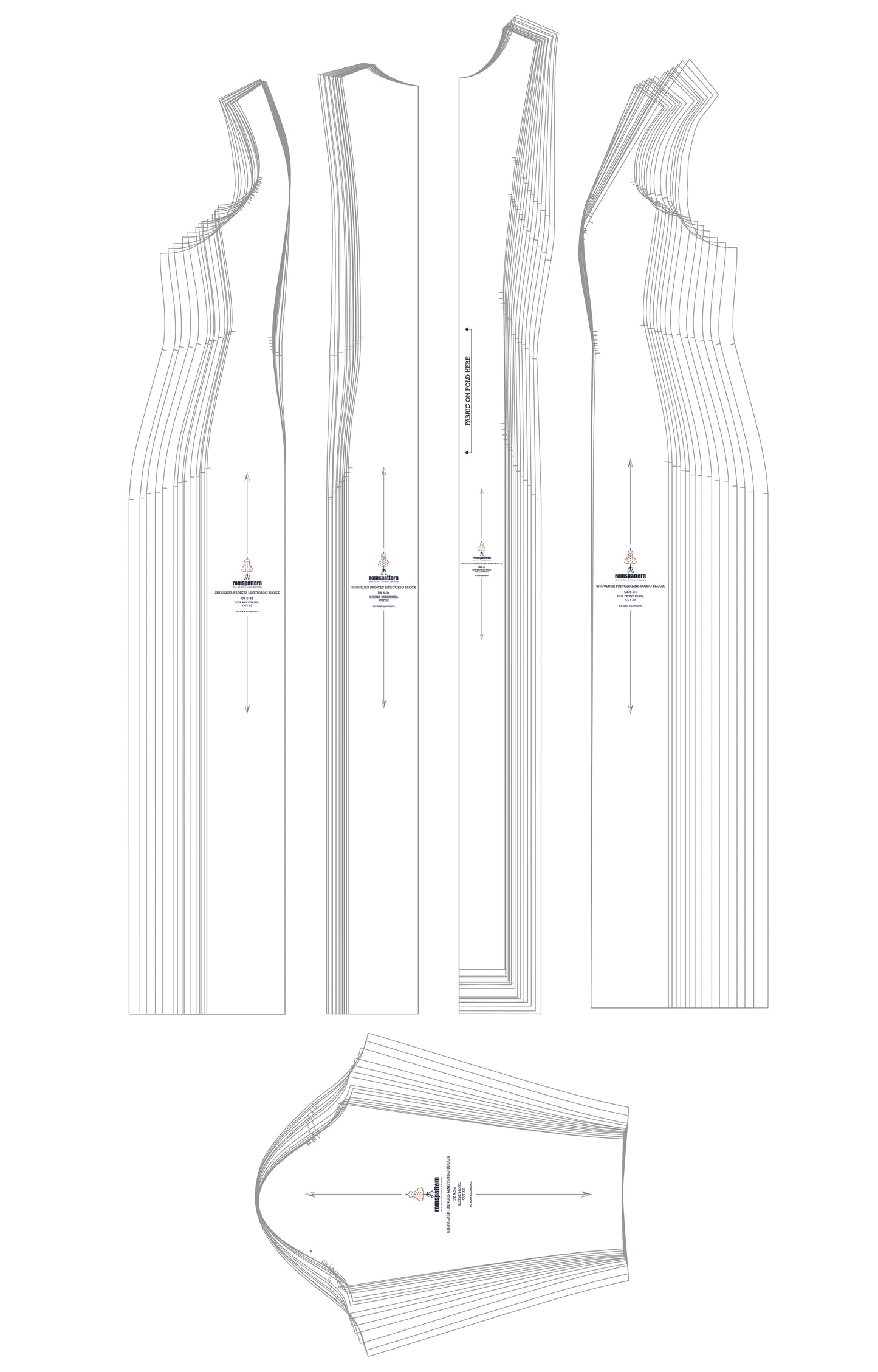 Shoulder Princess Line Torso Block Sewing Pattern - UK 6-34