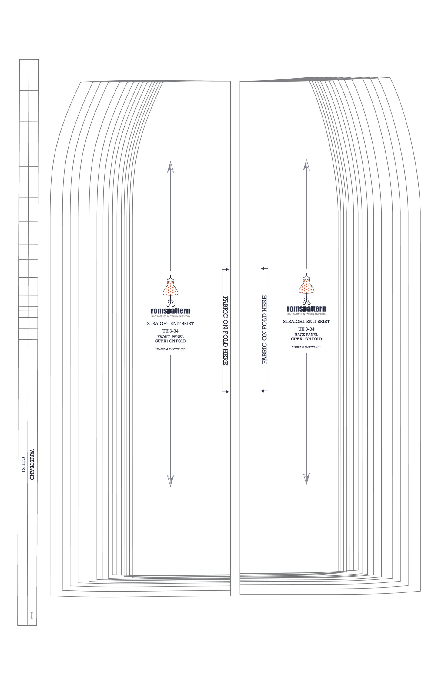 Straight Knit Skirt Pattern Block