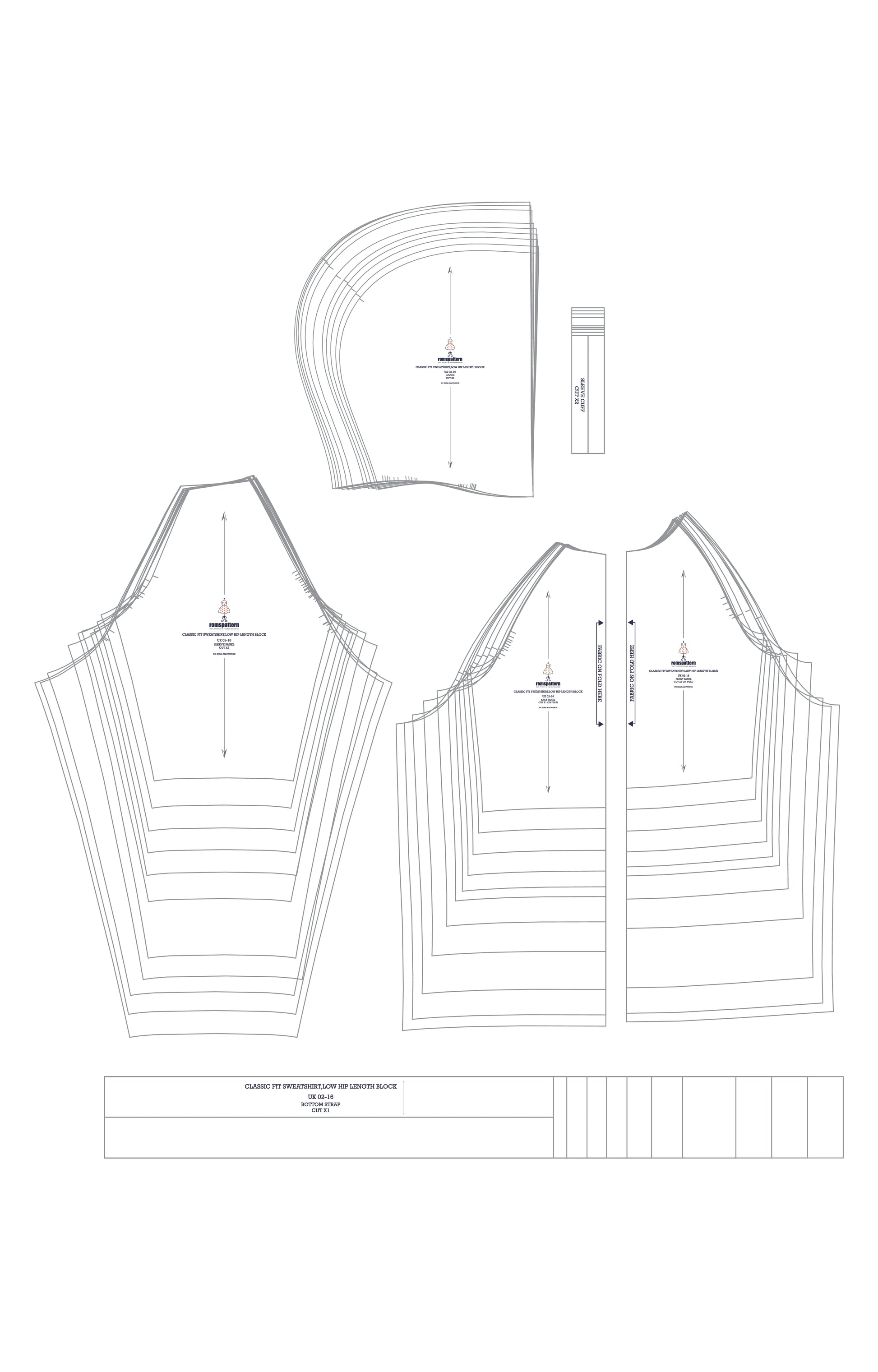 Classic Fit Children's Sweatshirt Block - Low Hip Length| Sewing Pattern PDF |