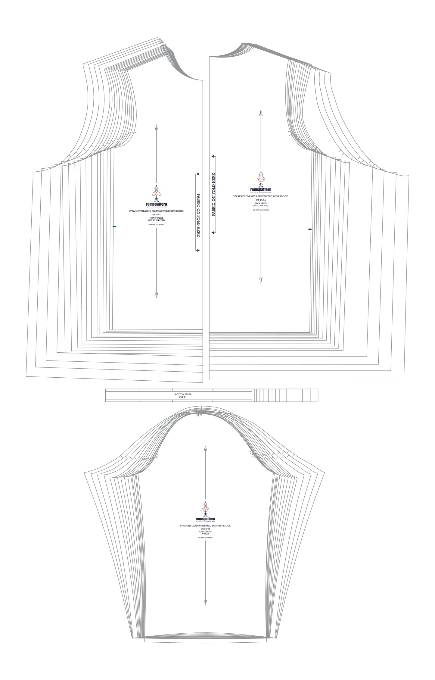 Mens Classic Fit T-Shirt Block Sewing Pattern