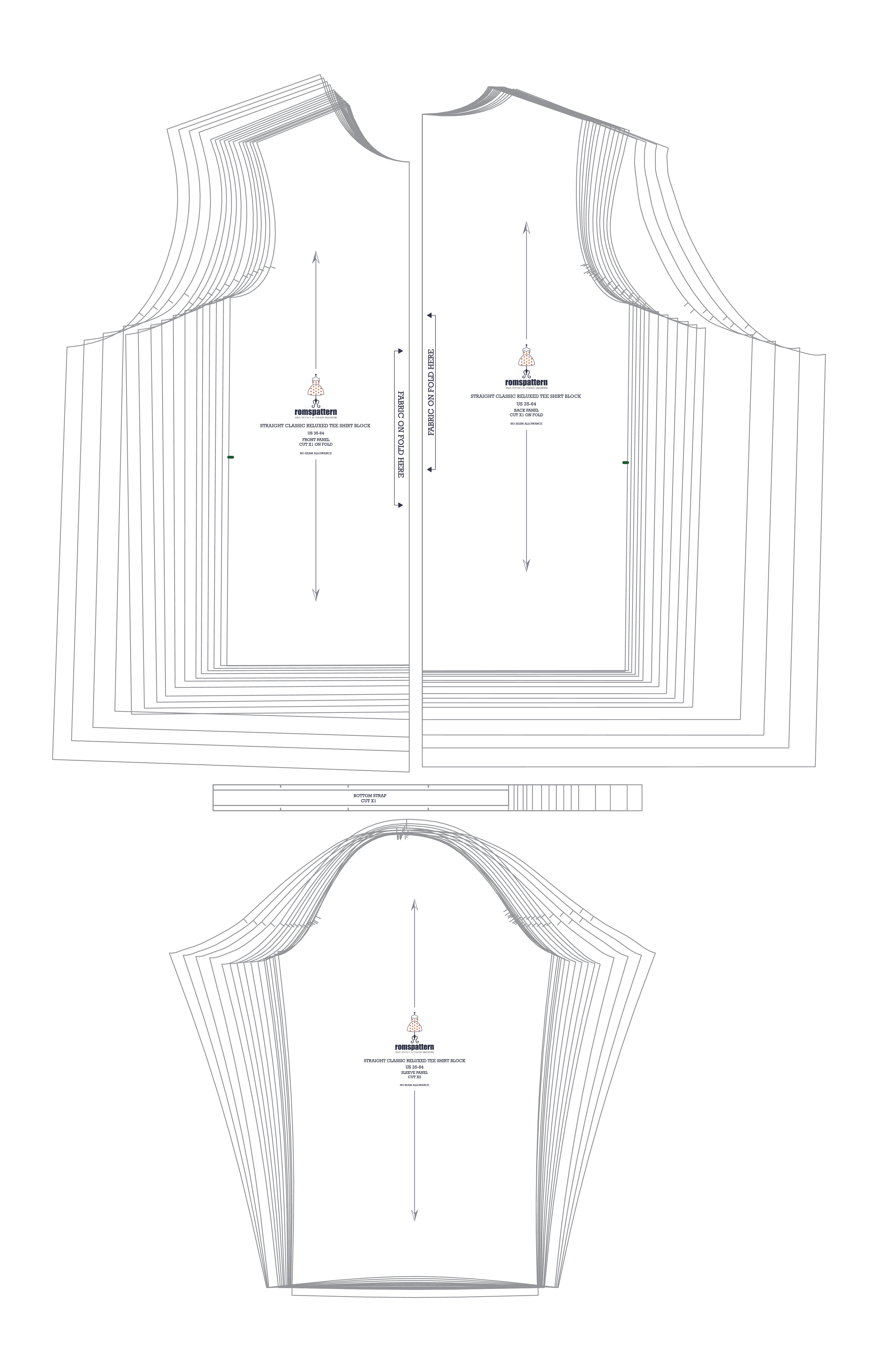 Mens Classic Fit T-Shirt Block Sewing Pattern