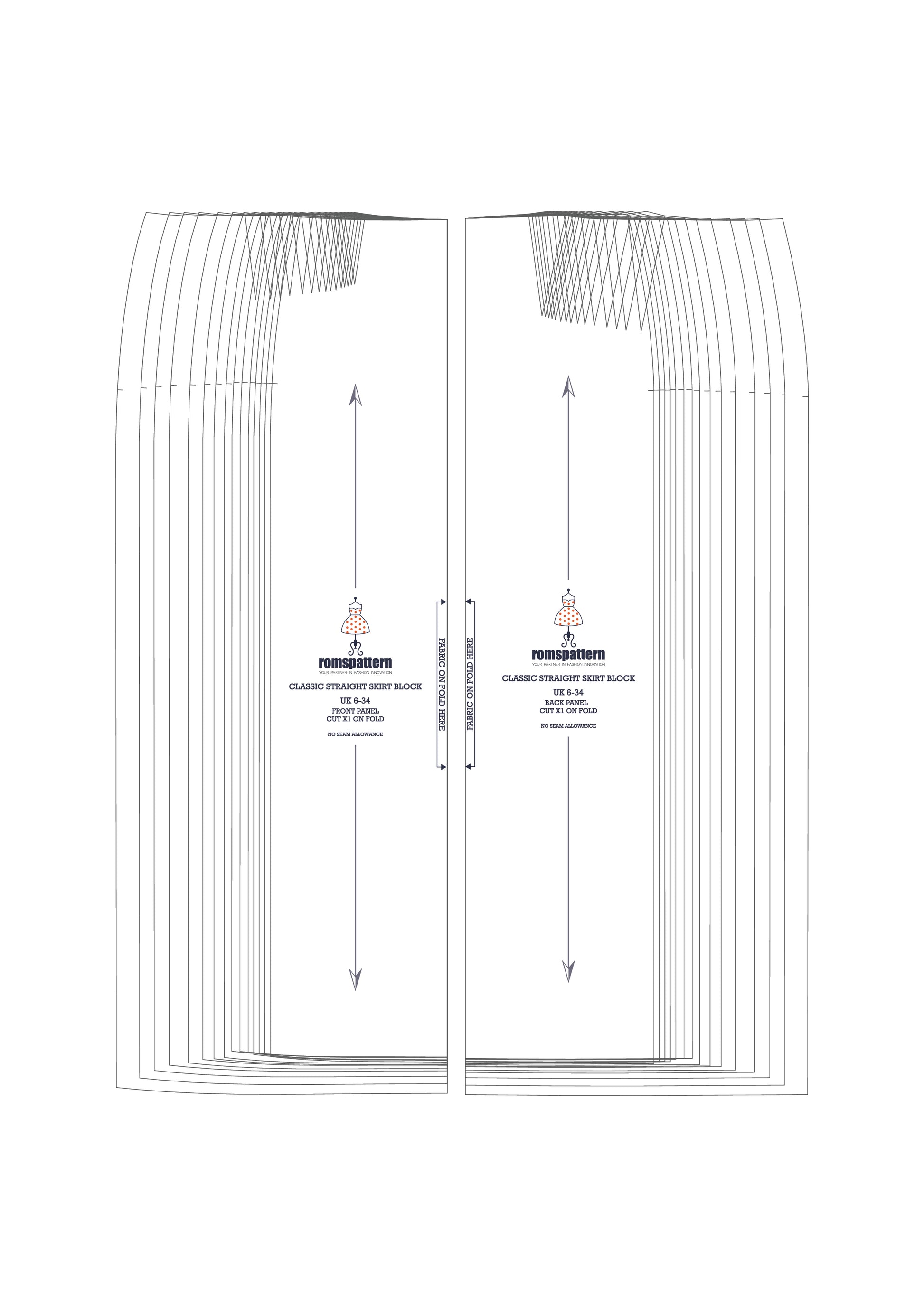 Classic Straight Skirt Block Sewing Pattern | UK 6-34 |