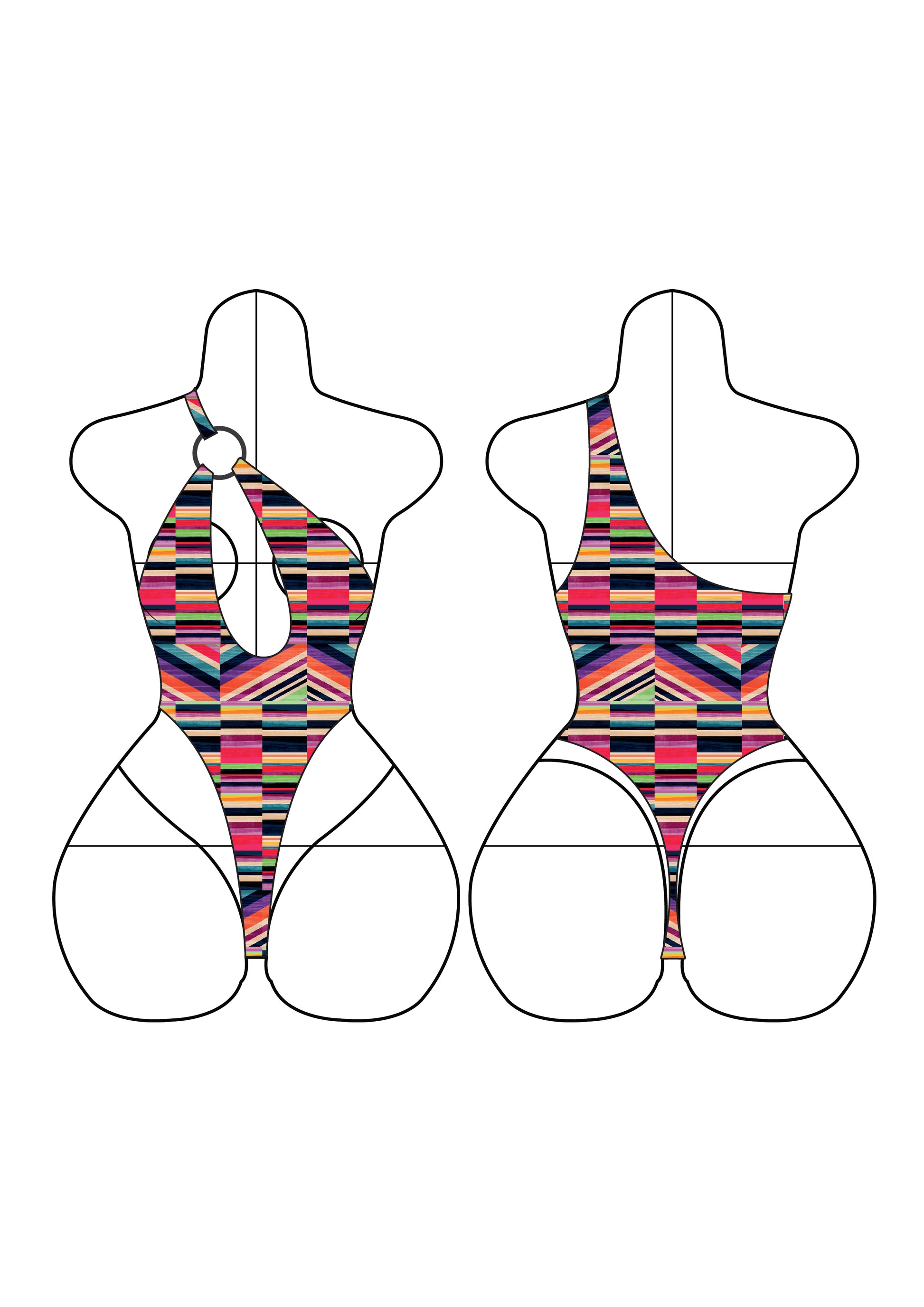 Romspattern™ One-Shoulder Ring Monokini Sewing Pattern PDF