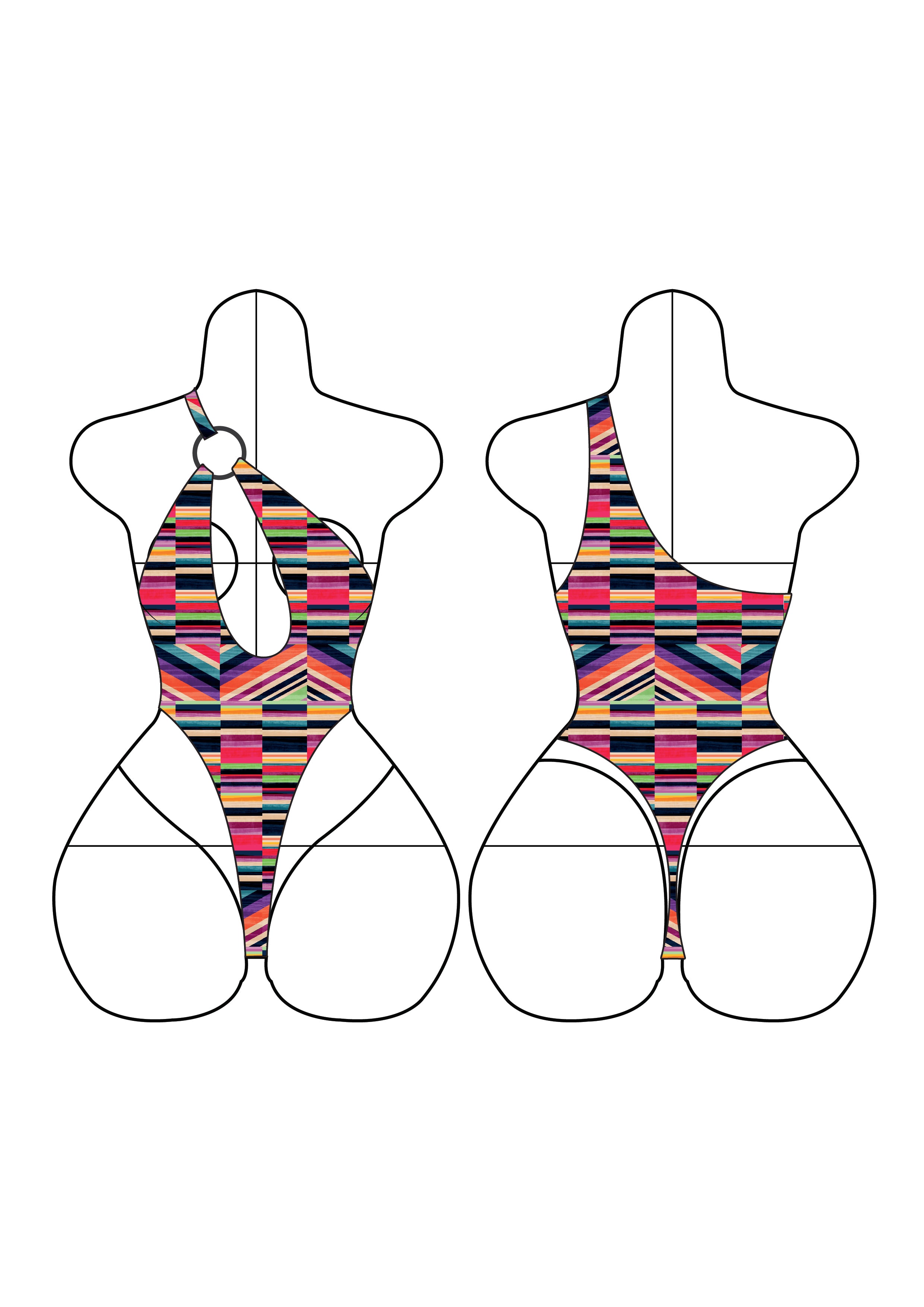 Romspattern™ One-Shoulder Ring Monokini Sewing Pattern PDF