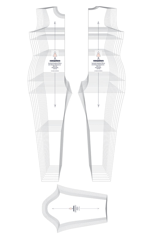 Versatile Bodysuit Block with Sleeve Extensions Sewing Pattern