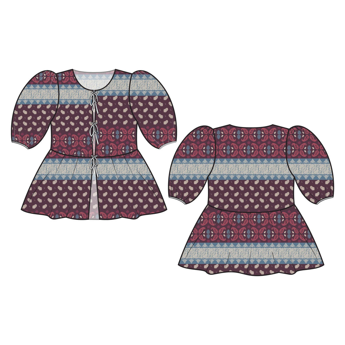 Romspattern™ Blouse with bows  Sewing Pattern (PDF)