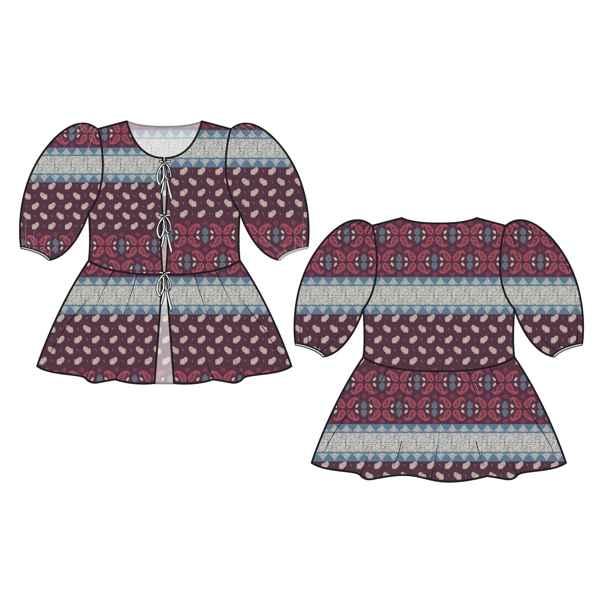 Romspattern™ Blouse with bows  Sewing Pattern (PDF)
