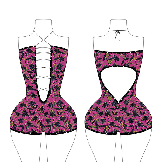 PetalSpire Lace-Up Bodysuit Sewing Pattern