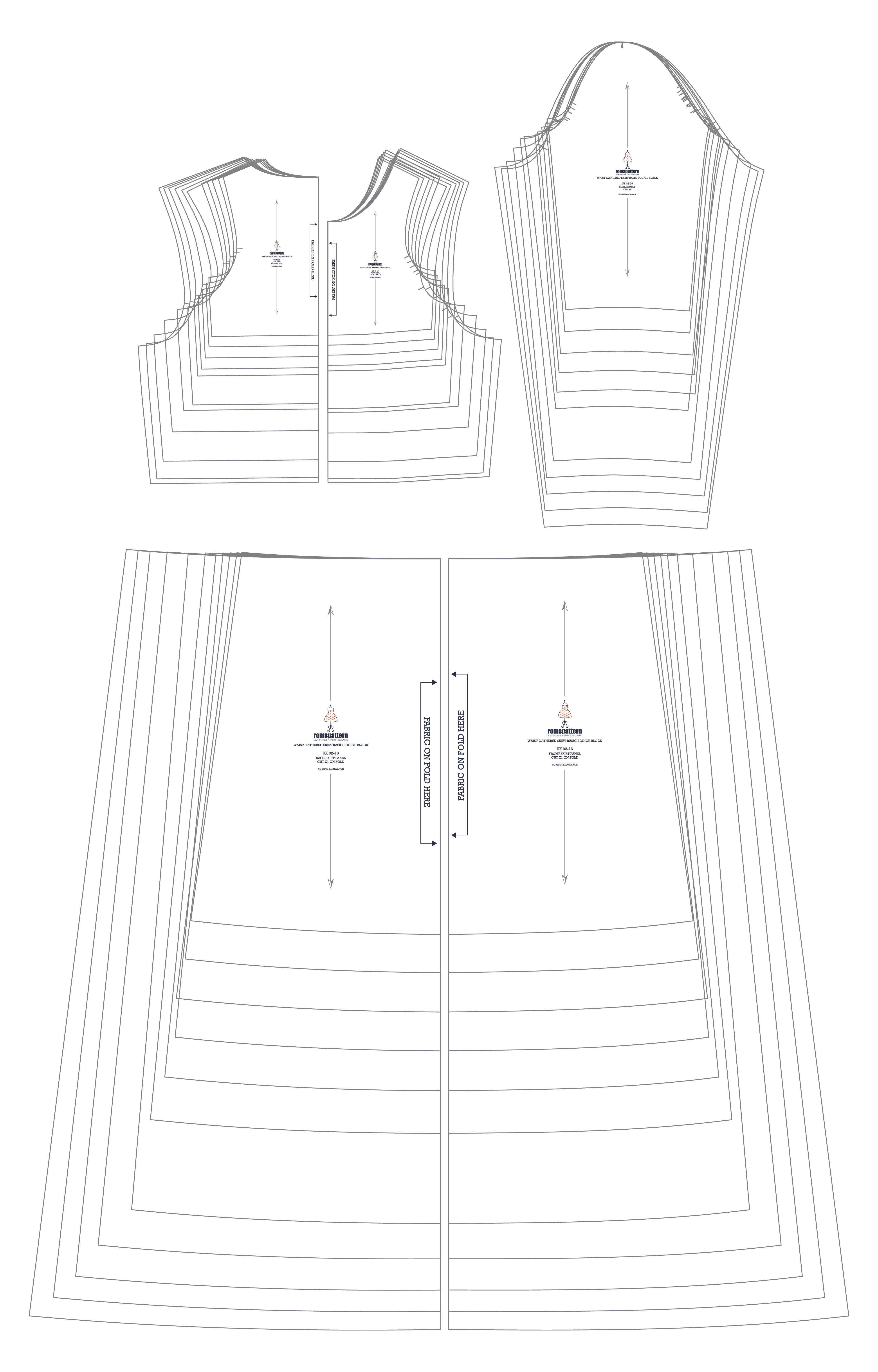 Children's Waist Gathered Skirt with Basic Bodice Block